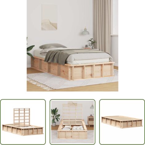 vidaXL Letto in pino massello -  Struttura del letto Marrone 90 x 190 cm Pino massello