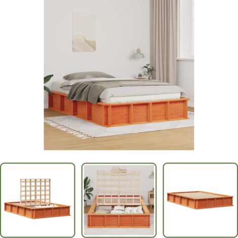 vidaXL Letto in pino massello -  Struttura del letto Marrone cerato 120 x 200 cm Pino massello