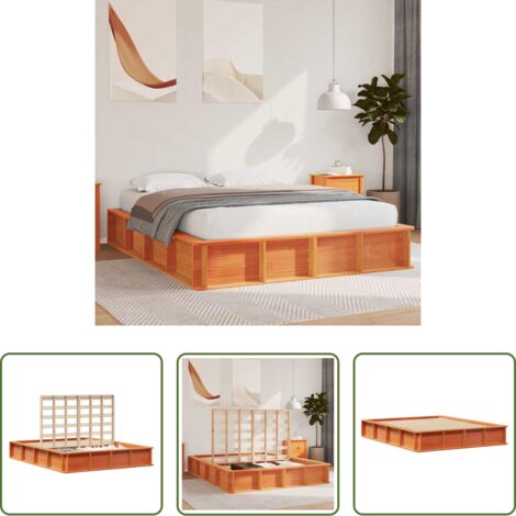 vidaXL Letto in pino massello -  Struttura del letto Marrone cerato 150 x 200 cm Pino massello