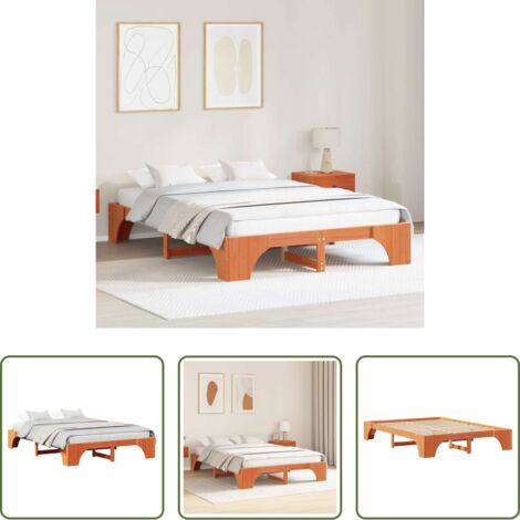 vidaXL Letto in pino massello -  Struttura del letto Marrone cerato 150 x 200 cm Pino massello