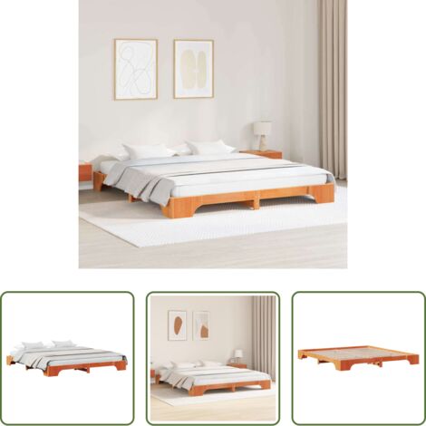vidaXL Letto in pino massello -  Struttura del letto Marrone cerato 180 x 200 cm Pino massello
