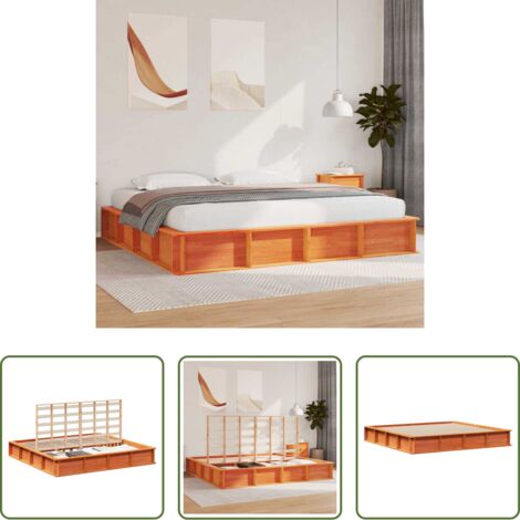 vidaXL Letto in pino massello -  Struttura del letto Marrone cerato 200 x 200 cm Pino massello