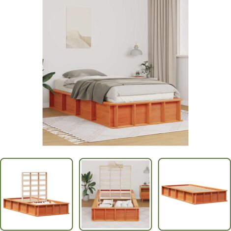 vidaXL Letto in pino massello -  Struttura del letto Marrone cerato 80 x 200 cm Pino massello
