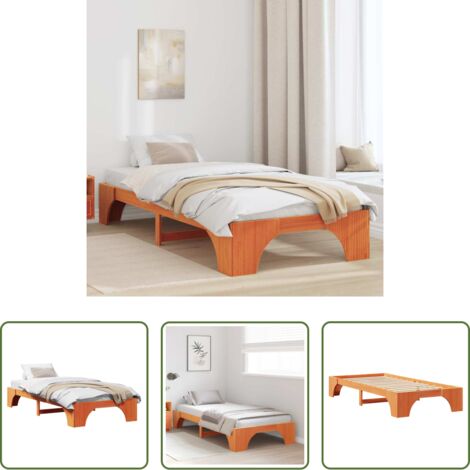 vidaXL Letto in pino massello -  Struttura del letto Marrone cerato 90 x 190 cm Pino massello