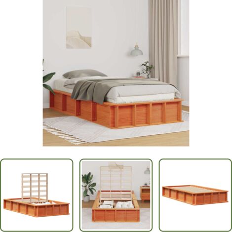 vidaXL Letto in pino massello -  Struttura del letto Marrone cerato 90 x 190 cm Pino massello