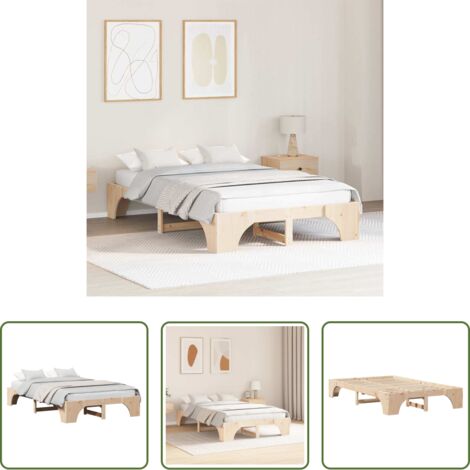 vidaXL Letto in pino massello -  Struttura del letto Pino massello 120 x 190 cm