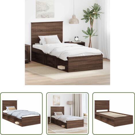 vidaXL Letto in pino massello -  Struttura del letto Rovere Marrone 90 x 190 cm Pino massello