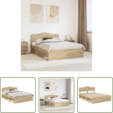 vidaXL Letto in pino -  Struttura del letto Sonoma 160 x 200 cm Pino massello