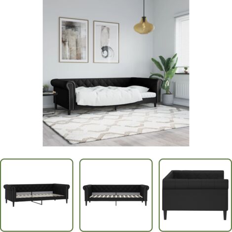 vidaXL Letto in similpelle -  Letto da Giorno Nero 100x200 cm in Similpelle
