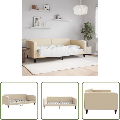 vidaXL Letto in tessuto -  Letto da Giorno Crema 100x200 cm in Tessuto