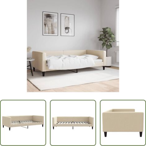 vidaXL Letto in tessuto -  Letto da Giorno Crema 100x200 cm in Tessuto