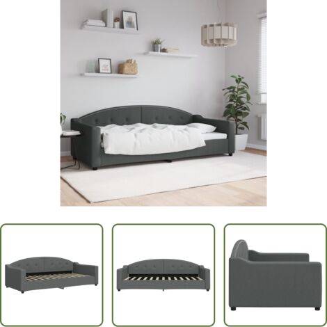 vidaXL Letto in tessuto -  Letto da Giorno Grigio 90x200 cm in Tessuto