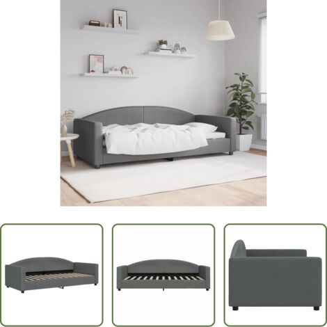 vidaXL Letto in tessuto -  Letto da Giorno Grigio 90x200 cm in Tessuto