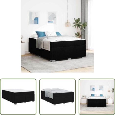 vidaXL Letto in tessuto -  Struttura del letto con materasso Nero 160 x 200 cm Tessuto