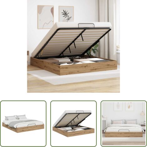vidaXL Letto in truciolare -  Letto ottomano Rovere Artigianale 203 x 180 x 25 cm