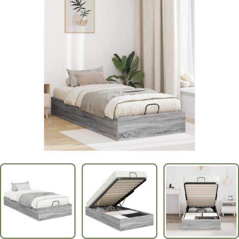 vidaXL Letto in truciolare - Letto ottomano Sonoma grigia 80,5 x 200 cm Legno ingegnerizzato