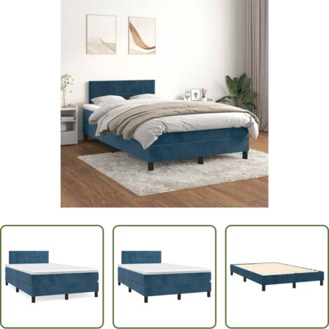 vidaXL Letto in velluto -  Giroletto a Molle con Materasso Blu Scuro 120x200 cm in Velluto