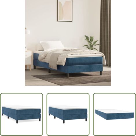vidaXL Letto in velluto -  Giroletto a Molle con Materasso Blu Scuro 80x200 cm in Velluto