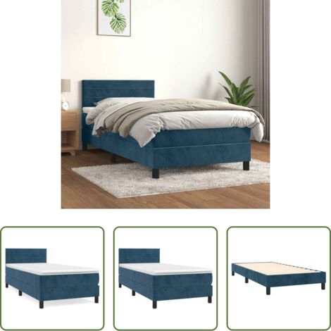 vidaXL Letto in velluto -  Giroletto a Molle con Materasso Blu Scuro 80x200 cm in Velluto