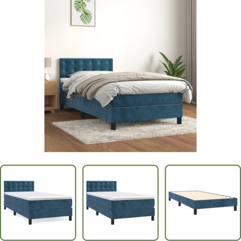 vidaXL Letto in velluto -  Giroletto a Molle con Materasso Blu Scuro 80x200 cm in Velluto