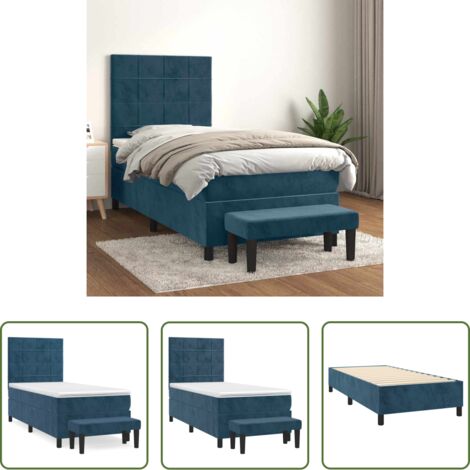 vidaXL Letto in velluto -  Giroletto a Molle con Materasso Blu Scuro 80x200 cm in Velluto