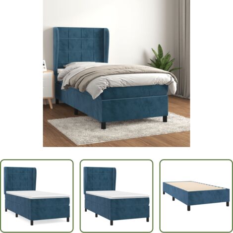 vidaXL Letto in velluto -  Giroletto a Molle con Materasso Blu Scuro 80x200 cm in Velluto