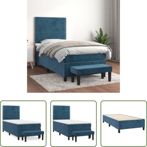 vidaXL Letto in velluto -  Giroletto a Molle con Materasso Blu Scuro 80x200 cm in Velluto