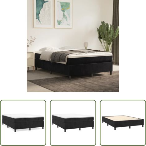 vidaXL Letto in velluto -  Giroletto a Molle con Materasso Nero 140x200 cm in Velluto