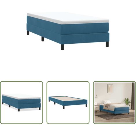 vidaXL Letto in velluto -  Giroletto a Molle senza Materasso Blu Scuro 80x210 cm Velluto
