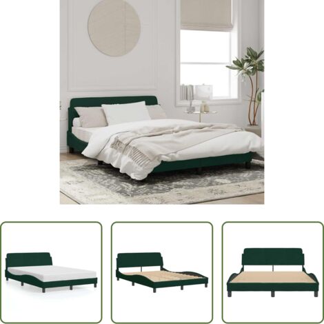 vidaXL Letto in velluto -  Giroletto Dover Verde Scuro 140x190 cm in Velluto
