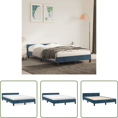 vidaXL Letto in velluto -  Giroletto senza Materasso Blu Scuro 120x200 cm in Velluto