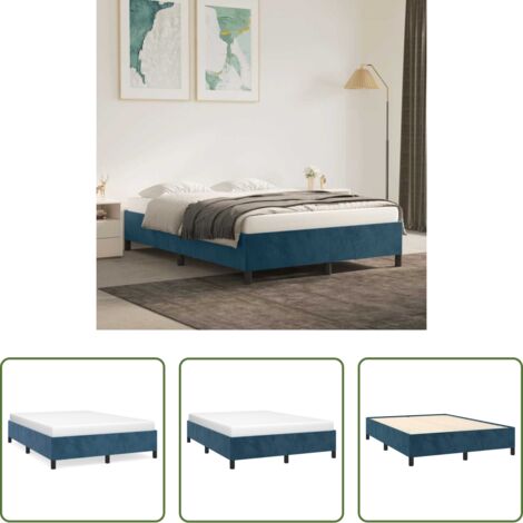 vidaXL Letto in velluto -  Giroletto senza Materasso Blu Scuro 140x200 cm Velluto