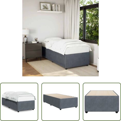 vidaXL Letto in velluto -  Giroletto senza Materasso Grigio Scuro 90x200 cm Velluto