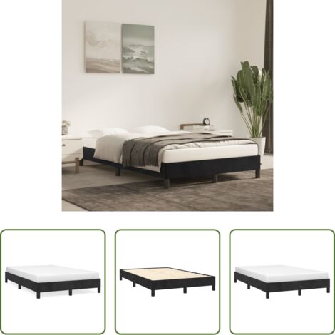 vidaXL Letto in velluto -  Giroletto senza Materasso Nero 120x200 cm Velluto