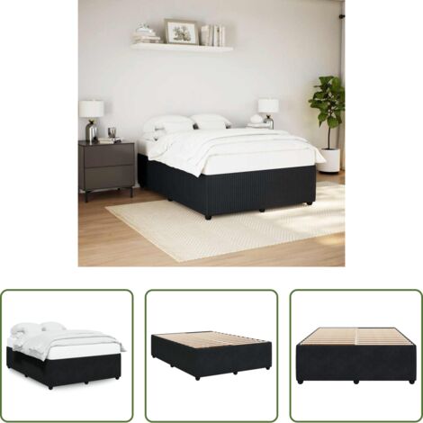 vidaXL Letto in velluto -  Giroletto senza Materasso Nero 140x200 cm in Velluto