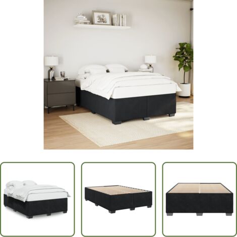 vidaXL Letto in velluto -  Giroletto senza Materasso Nero 140x200 cm in Velluto
