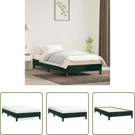 vidaXL Letto in velluto -  Giroletto senza Materasso Verde Scuro 90x190 cm in Velluto