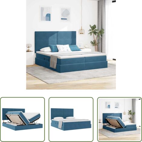 vidaXL Letto in velluto -  Letto con Contenitore Blu Scuro 180 x 200 cm Velluto