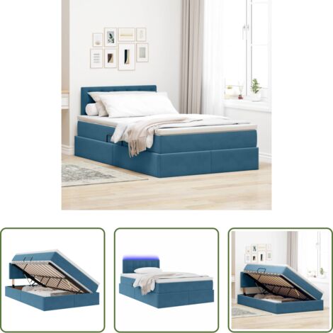 vidaXL Letto in velluto -  Letto con contenitore e LED Blu Scuro 120 x 200 cm Velluto
