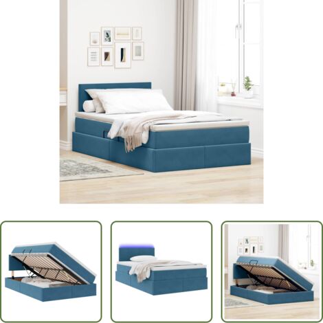 vidaXL Letto in velluto -  Letto con contenitore e LED Blu Scuro 120 x 200 cm Velluto
