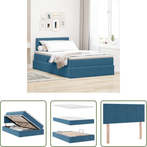 vidaXL Letto in velluto -  Letto con contenitore e LED Blu Scuro 120 x 200 cm Velluto
