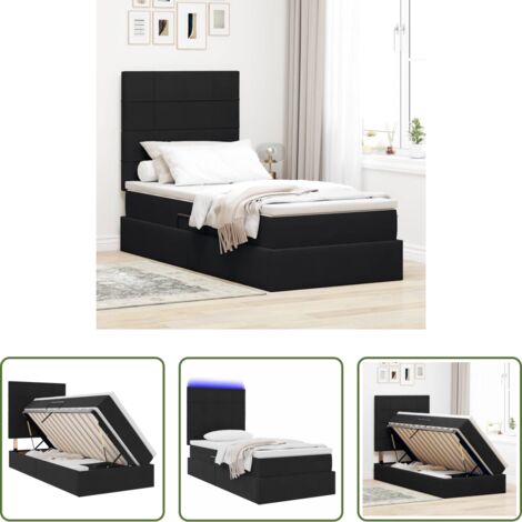 vidaXL Letto in velluto -  Letto con contenitore e LED con led Nero 100 x 200 cm Velluto