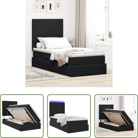vidaXL Letto in velluto -  Letto con contenitore e LED con led Nero 100 x 200 cm Velluto