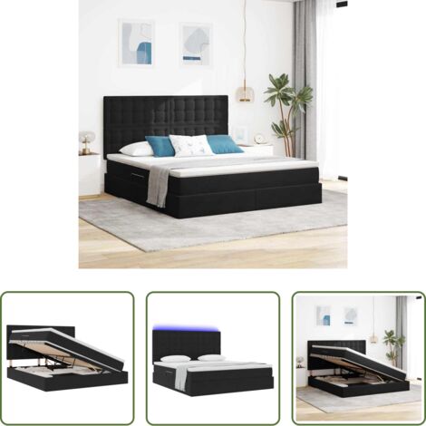 vidaXL Letto in velluto -  Letto con contenitore e LED con led Nero 160 x 200 cm Velluto