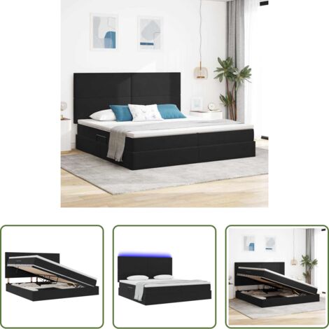 vidaXL Letto in velluto -  Letto con contenitore e LED con led Nero 200 x 200 cm Velluto