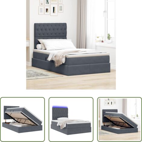 vidaXL Letto in velluto -  Letto con contenitore e LED Grigio scuro 120 x 200 cm Velluto