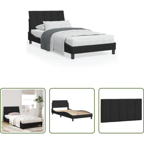 vidaXL Letto in velluto -  Letto con Materasso Hanko Nero 100x200 cm in Velluto