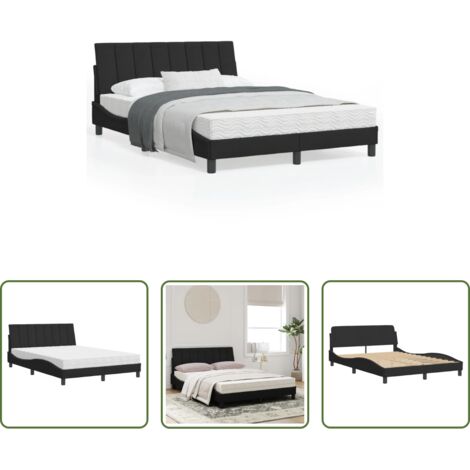 vidaXL Letto in velluto -  Letto con Materasso Hanko Nero 120x200 cm in Velluto