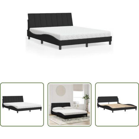 vidaXL Letto in velluto -  Letto con Materasso Hanko Nero 160x200 cm in Velluto