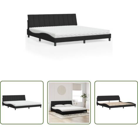 vidaXL Letto in velluto -  Letto con Materasso Hanko Nero 200x200 cm in Velluto